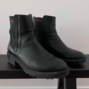 Black leather boots